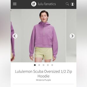 Lululemon scuba oversized half zip in wisteria purple